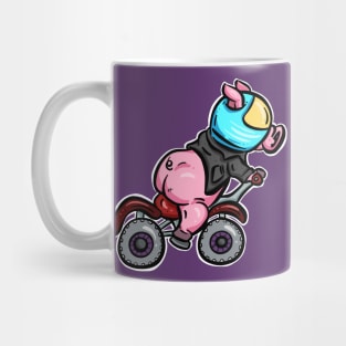 Biker Piggy Pink Pig on A Motorbike Mug